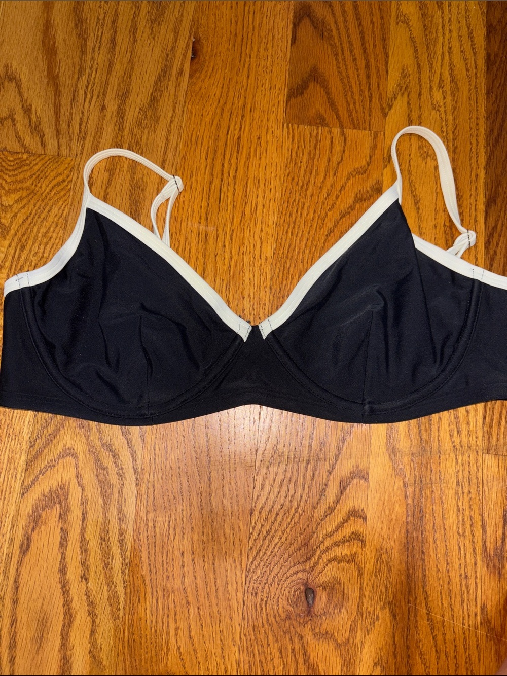 Abercrombie & Fitch Black Bikini Top with White Trim